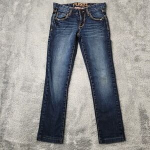 Rue21 Jeans Juniors 0 Short Blue Slim Fit Dark Wash Embroidered Pockets Stretch